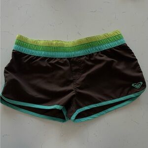 Roxy Women's Brown Swim Shorts with Green Trim